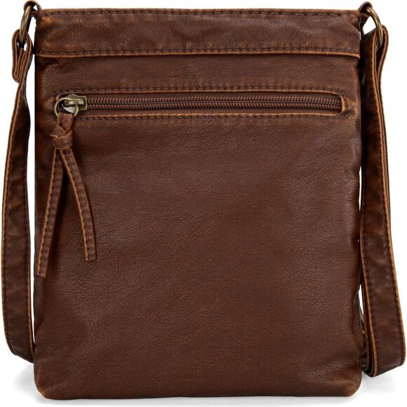 Wrangler Crossbody Bag for Women Small Soft Washed Leather Multi Pocket Shoulder - Picture 3 of 6